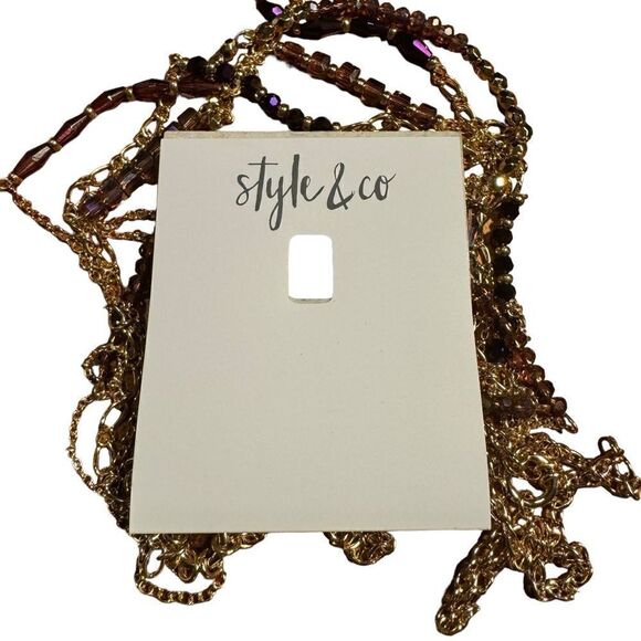 Style & Co Gold-Tone Multicolor Beaded Layered Strand Necklace, 36" + 3"Extender - Picture 4 of 5